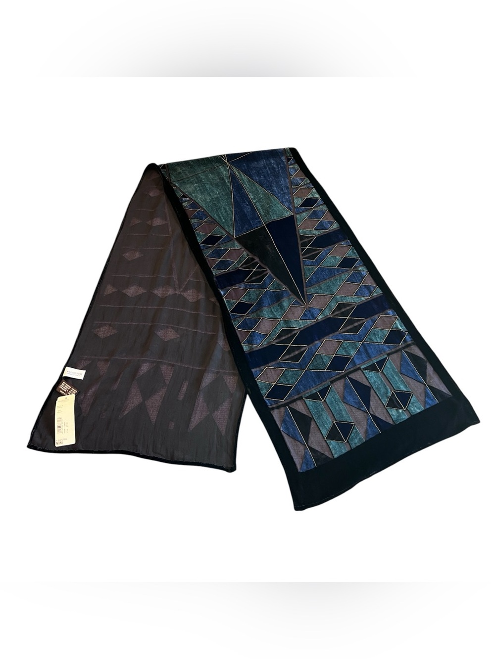 VTNG-NWT Nordstrom Made in Italy Velvet Devore' Burnout Scarf - Cool Jewel Tones